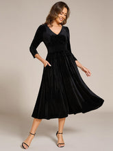Elegant Pleated Velvet A-Line Wedding Guest Dress